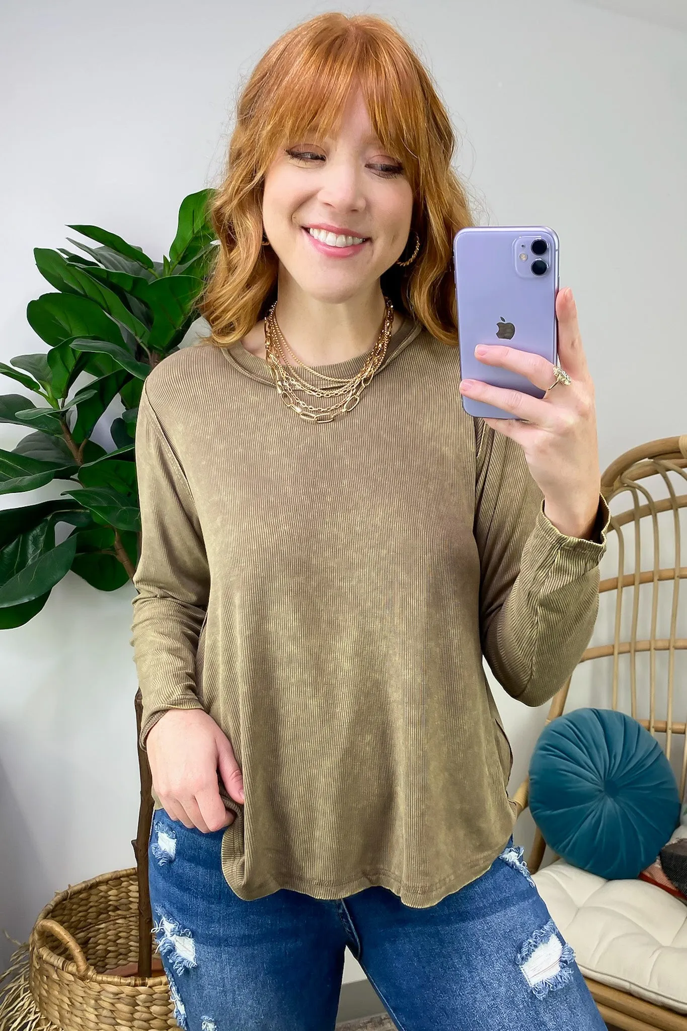 Sarinah Washed Ribbed Scoop Neck Top - BACK IN STOCK