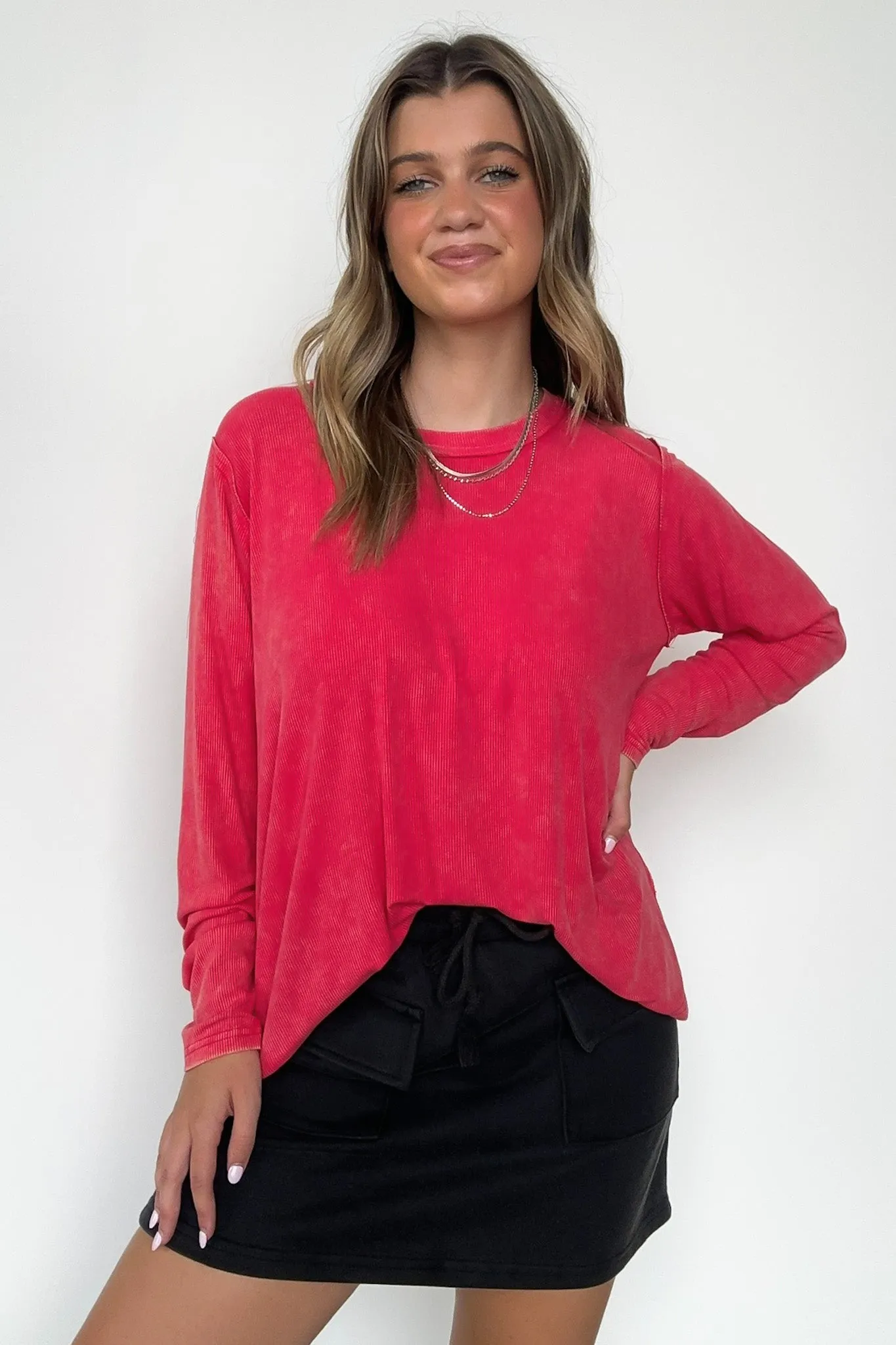 Sarinah Washed Ribbed Scoop Neck Top - BACK IN STOCK