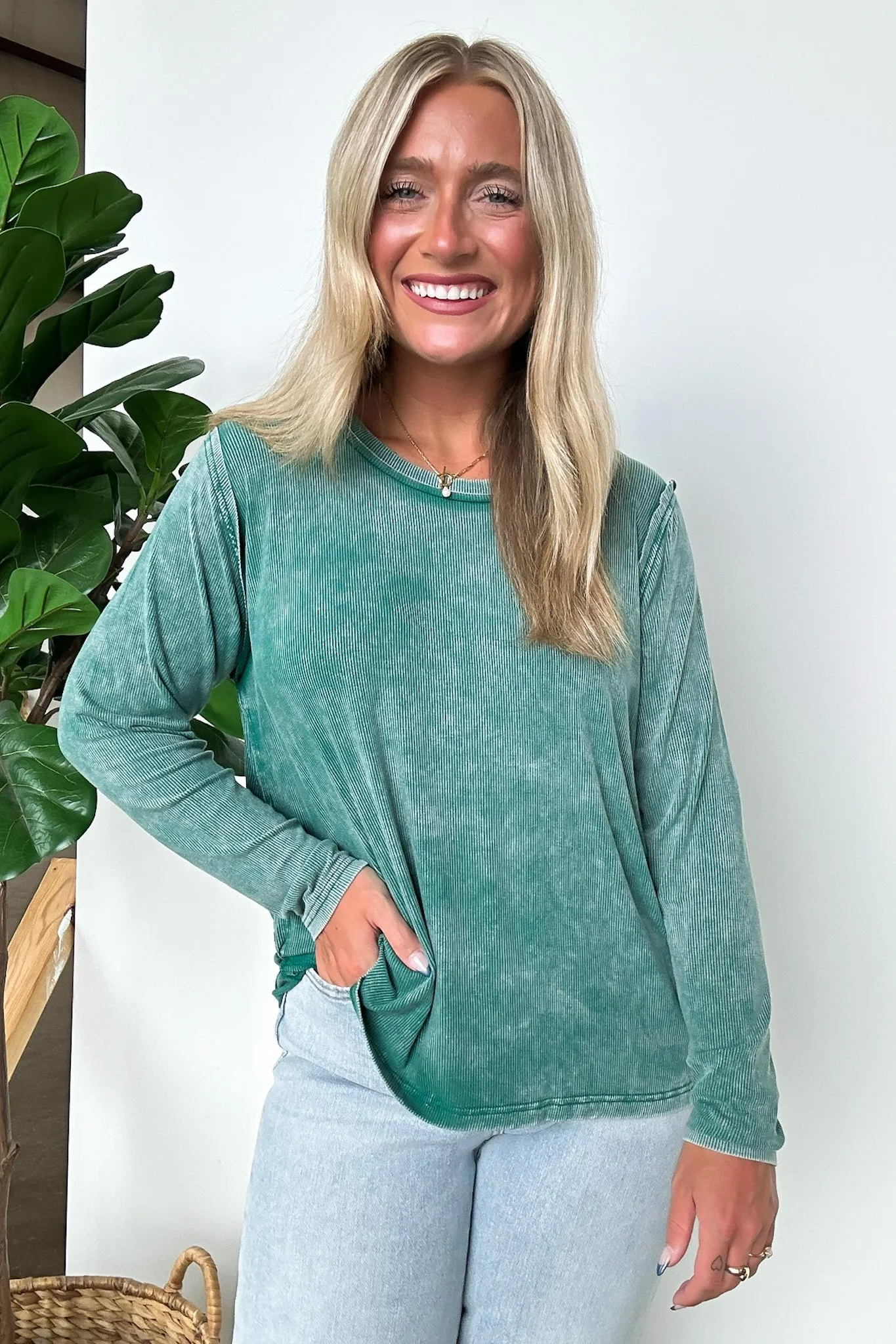 Sarinah Washed Ribbed Scoop Neck Top - BACK IN STOCK