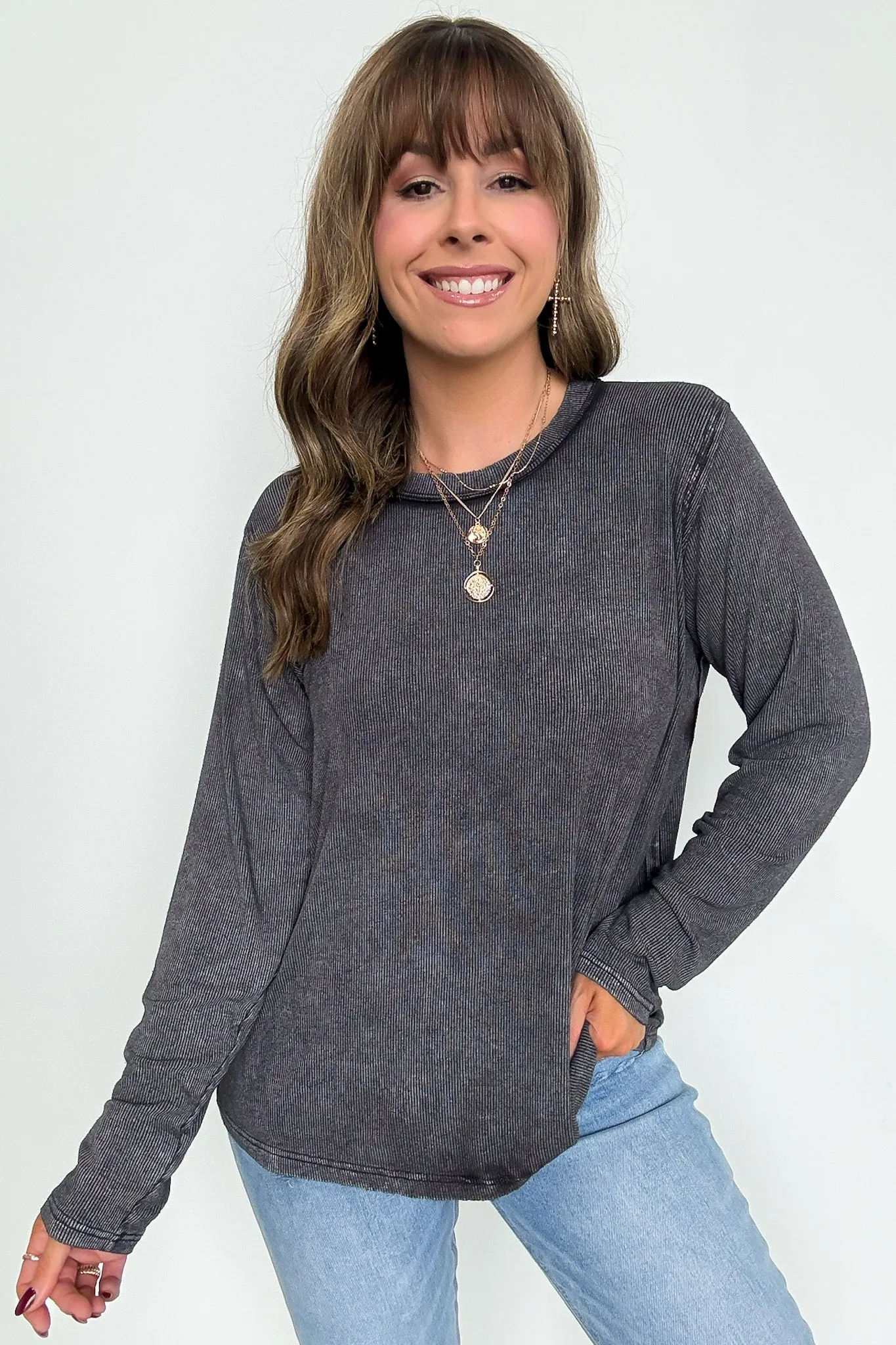 Sarinah Washed Ribbed Scoop Neck Top - BACK IN STOCK