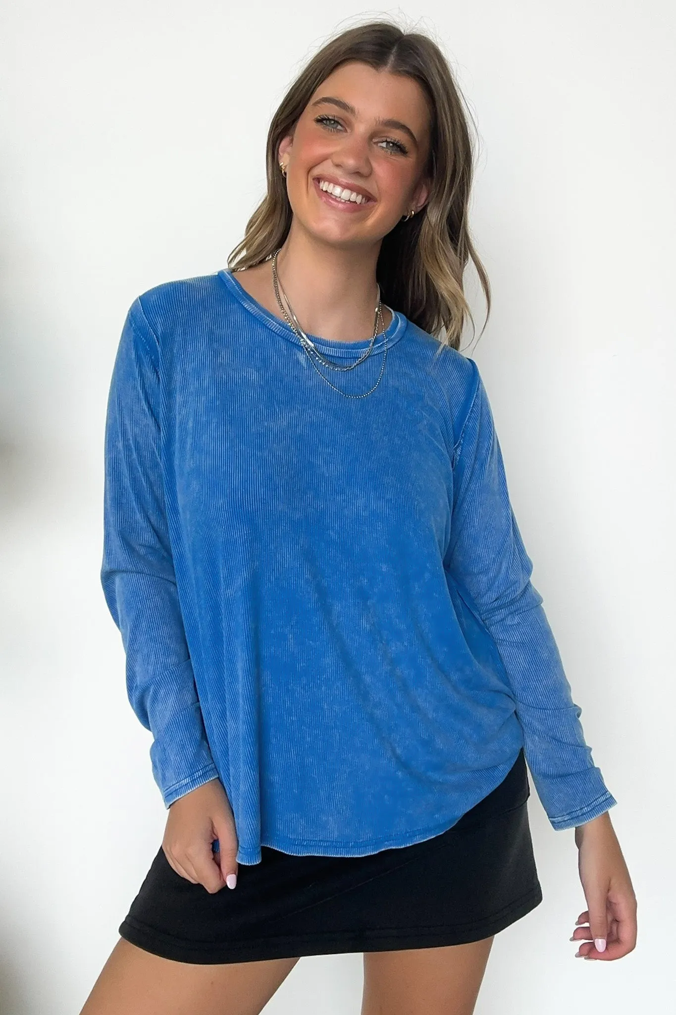 Sarinah Washed Ribbed Scoop Neck Top - BACK IN STOCK