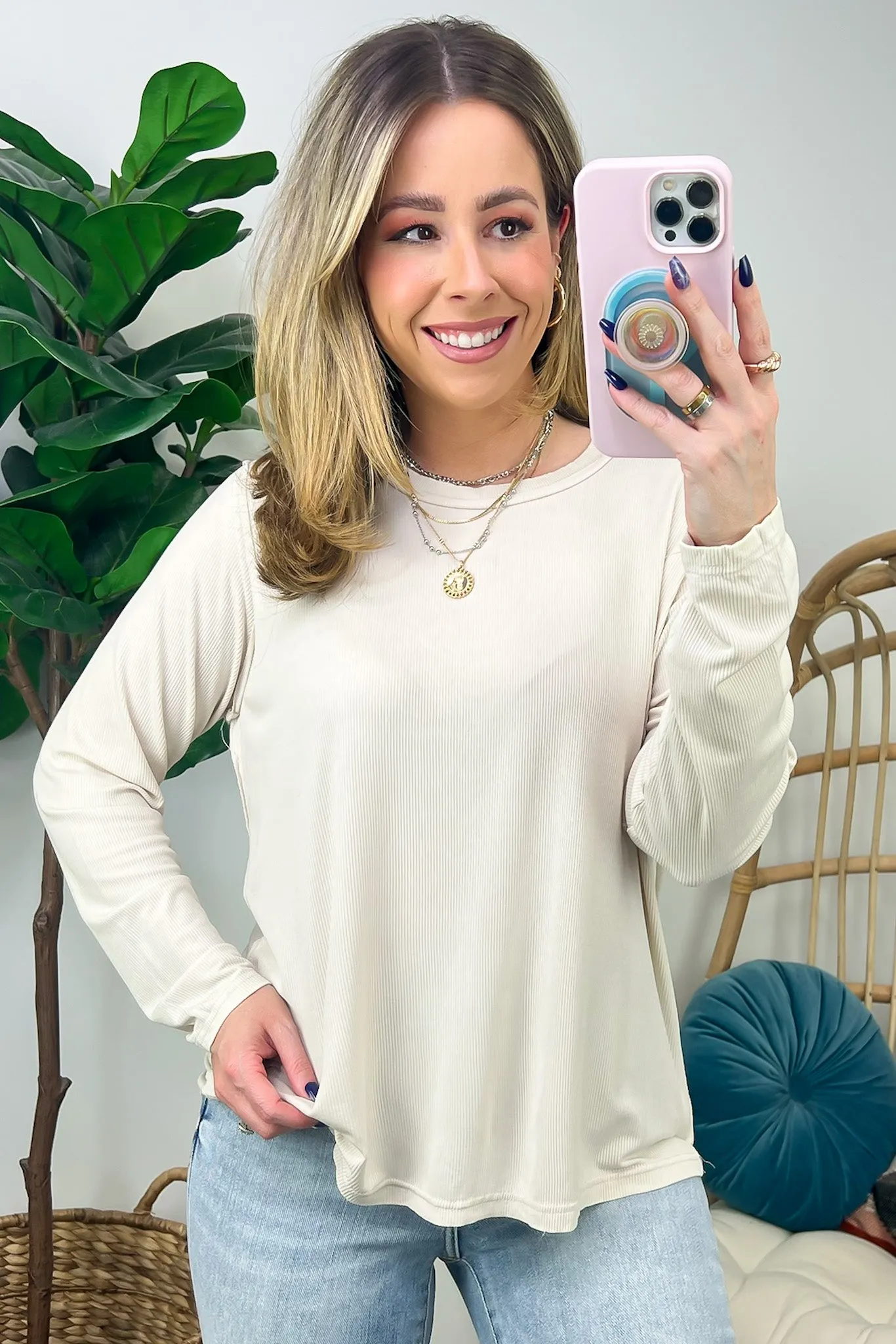 Sarinah Washed Ribbed Scoop Neck Top - BACK IN STOCK