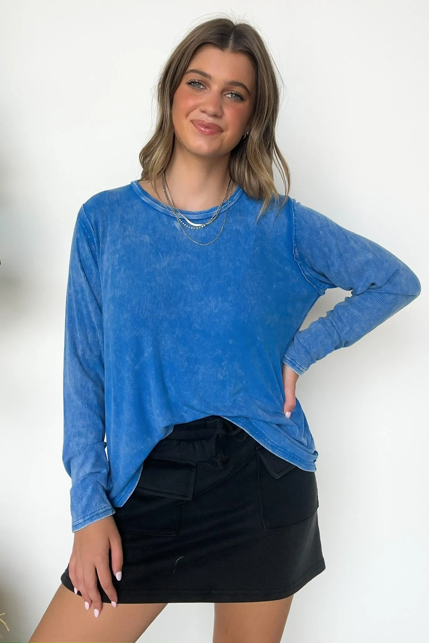 Sarinah Washed Ribbed Scoop Neck Top - BACK IN STOCK
