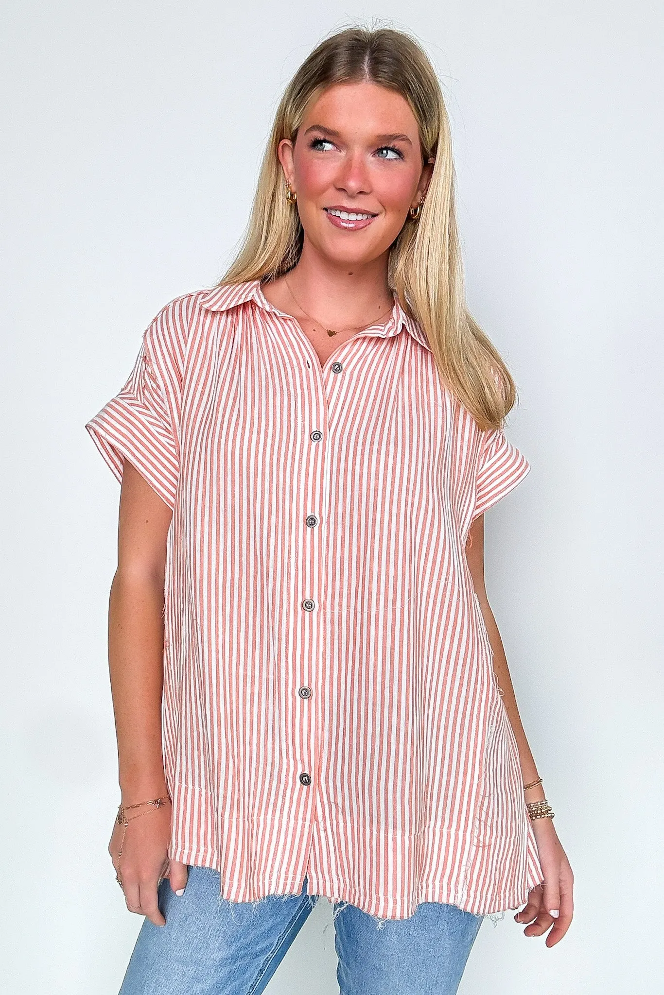 Savani  Button Down Striped Top