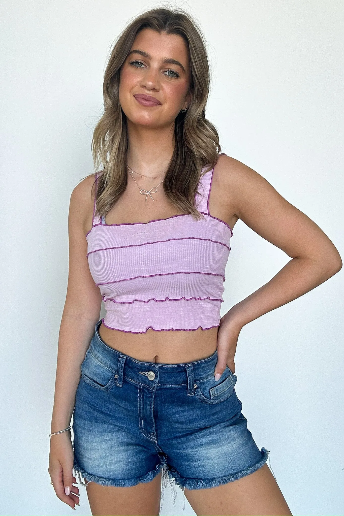 Scarlette Seamed Contrast Tank Top - FINAL SALE