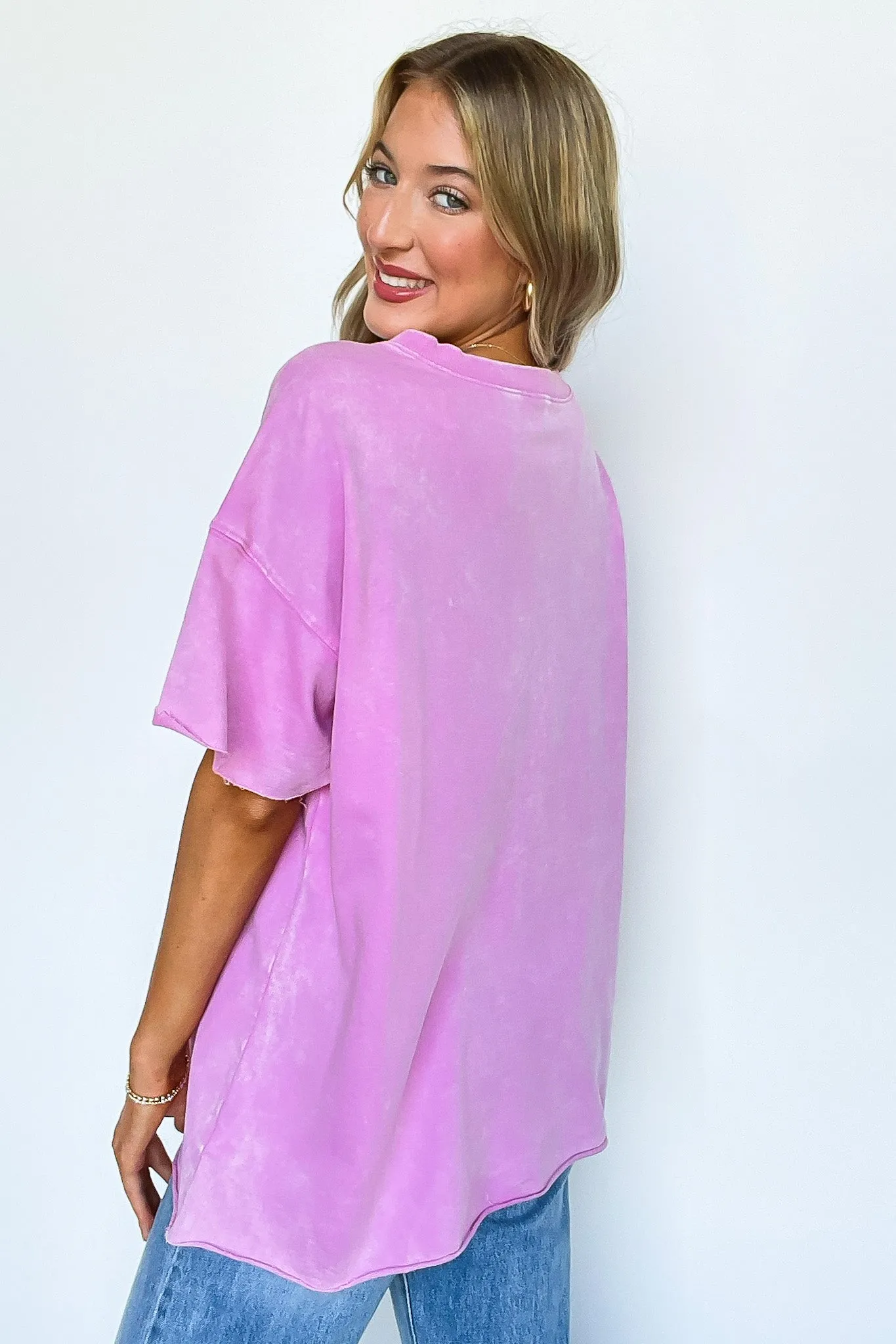 Serene Escapes Acid Wash Raw Edge Relaxed Fit Top - BACK IN STOCK