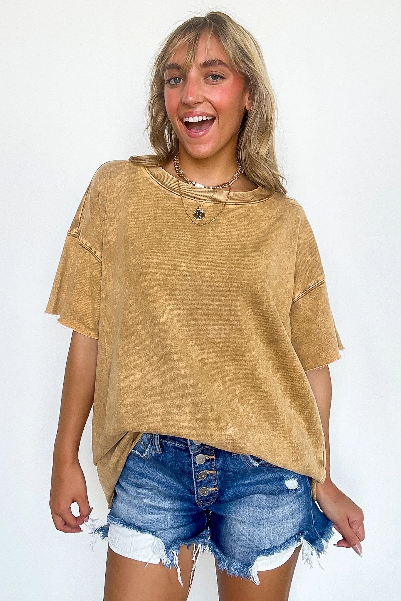 Serene Escapes Acid Wash Raw Edge Relaxed Fit Top - BACK IN STOCK