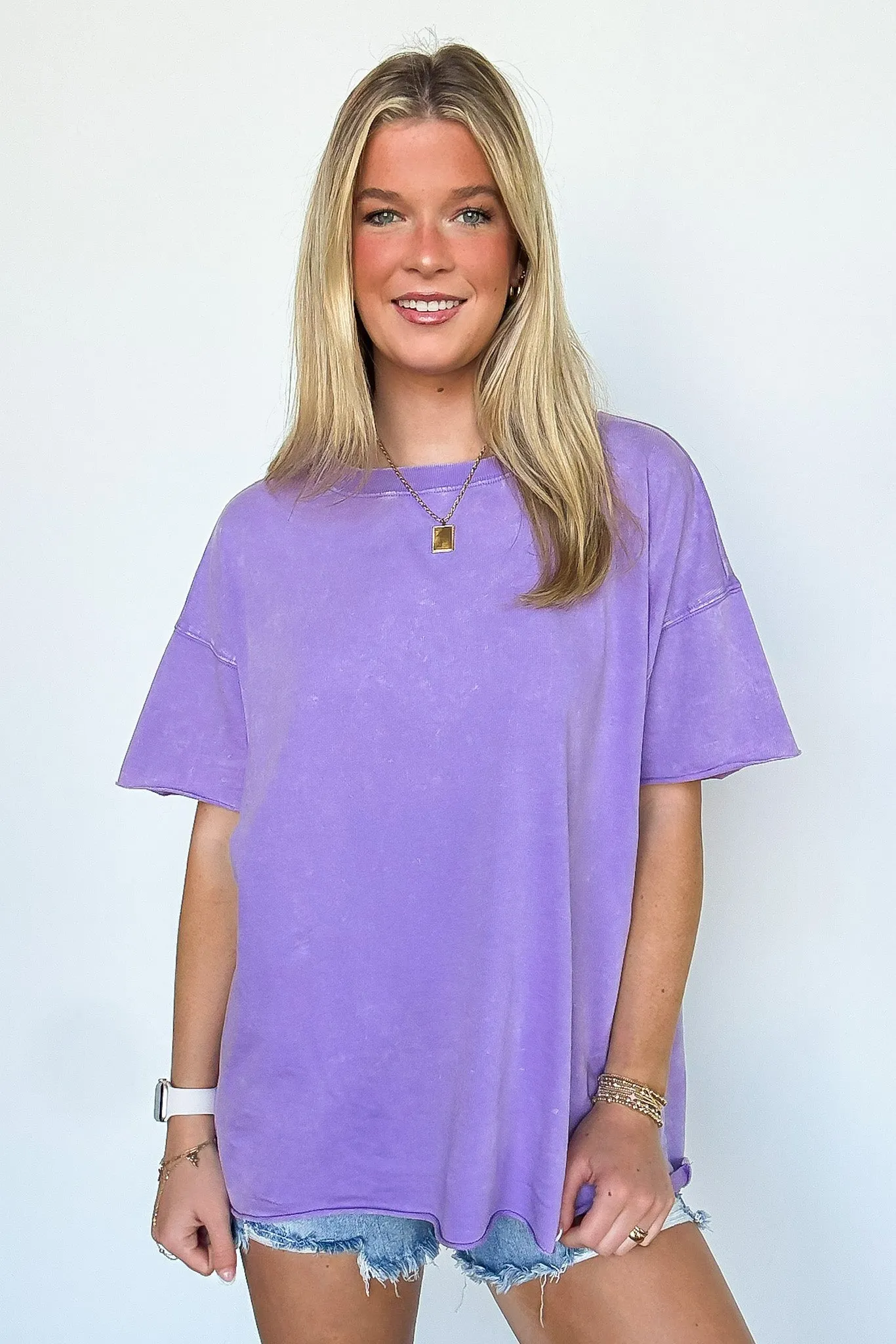 Serene Escapes Acid Wash Raw Edge Relaxed Fit Top - BACK IN STOCK