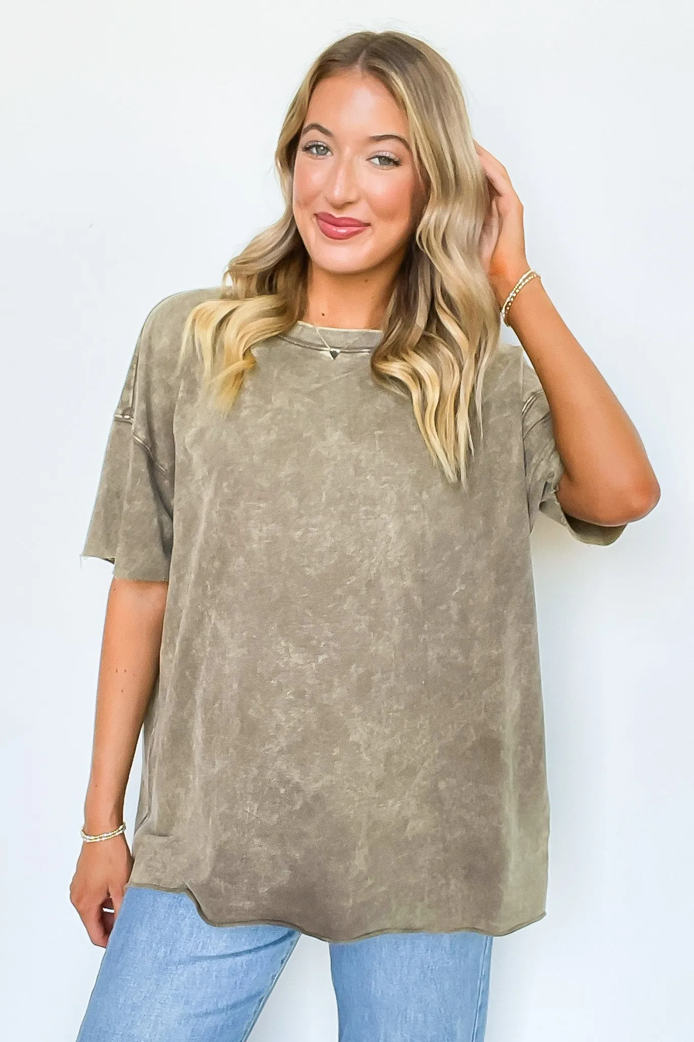 Serene Escapes Acid Wash Raw Edge Relaxed Fit Top - BACK IN STOCK