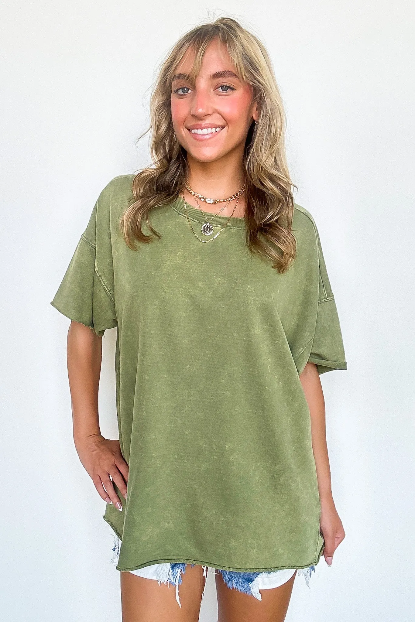 Serene Escapes Acid Wash Raw Edge Relaxed Fit Top - BACK IN STOCK