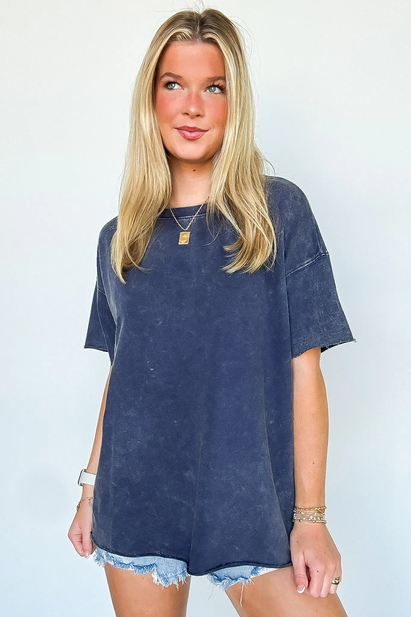 Serene Escapes Acid Wash Raw Edge Relaxed Fit Top - BACK IN STOCK