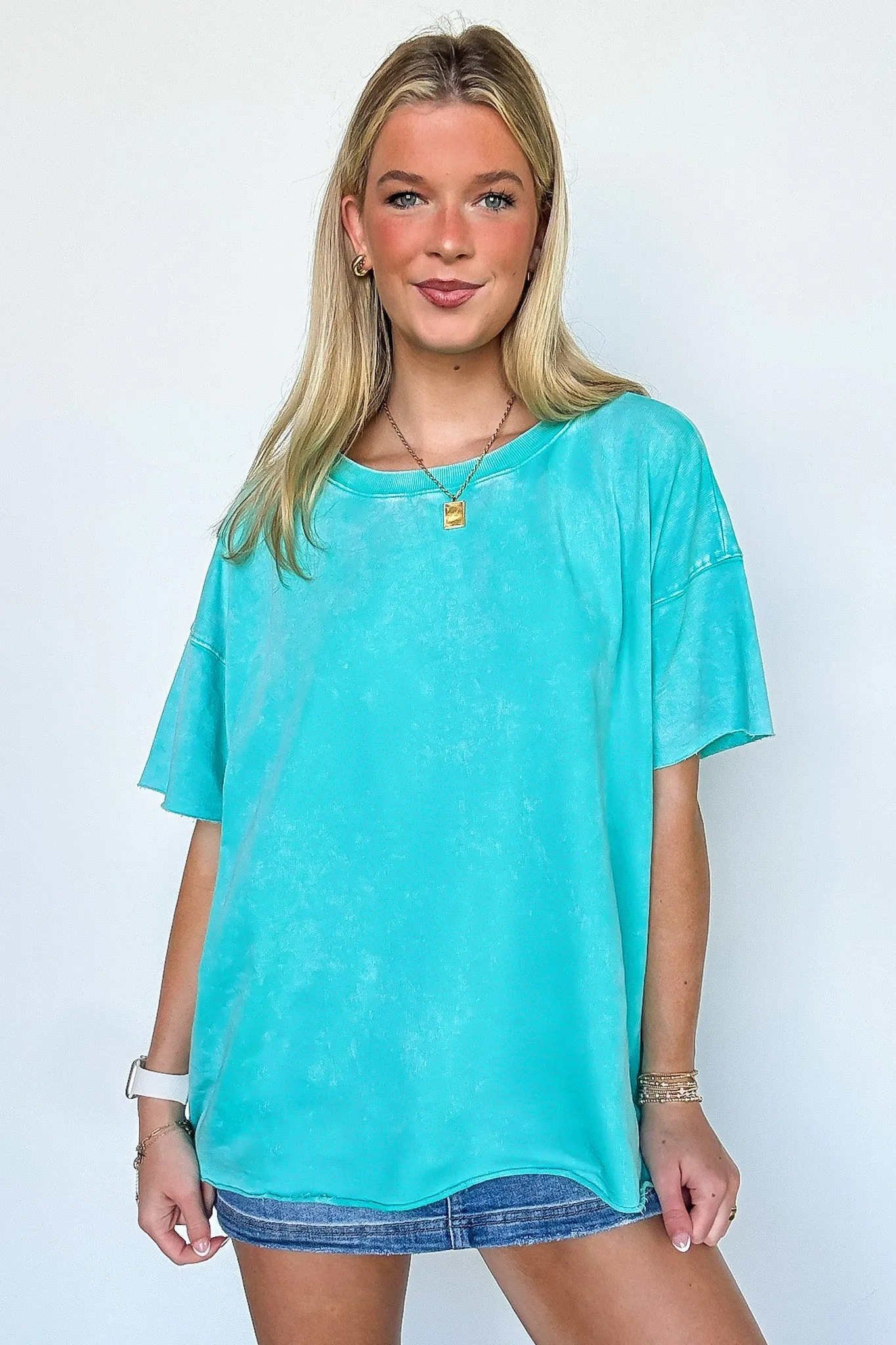 Serene Escapes Acid Wash Raw Edge Relaxed Fit Top - BACK IN STOCK
