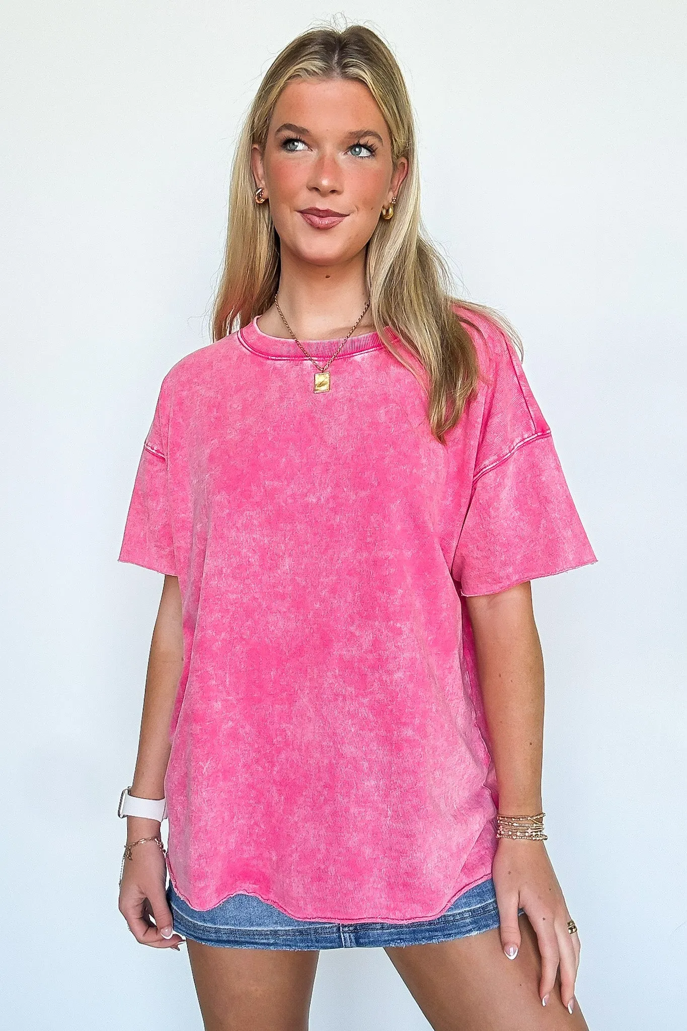 Serene Escapes Acid Wash Raw Edge Relaxed Fit Top - BACK IN STOCK