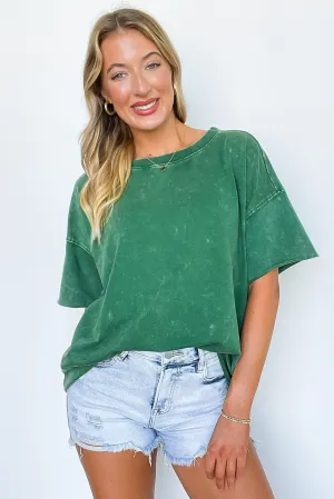 Serene Escapes Acid Wash Raw Edge Relaxed Fit Top - BACK IN STOCK