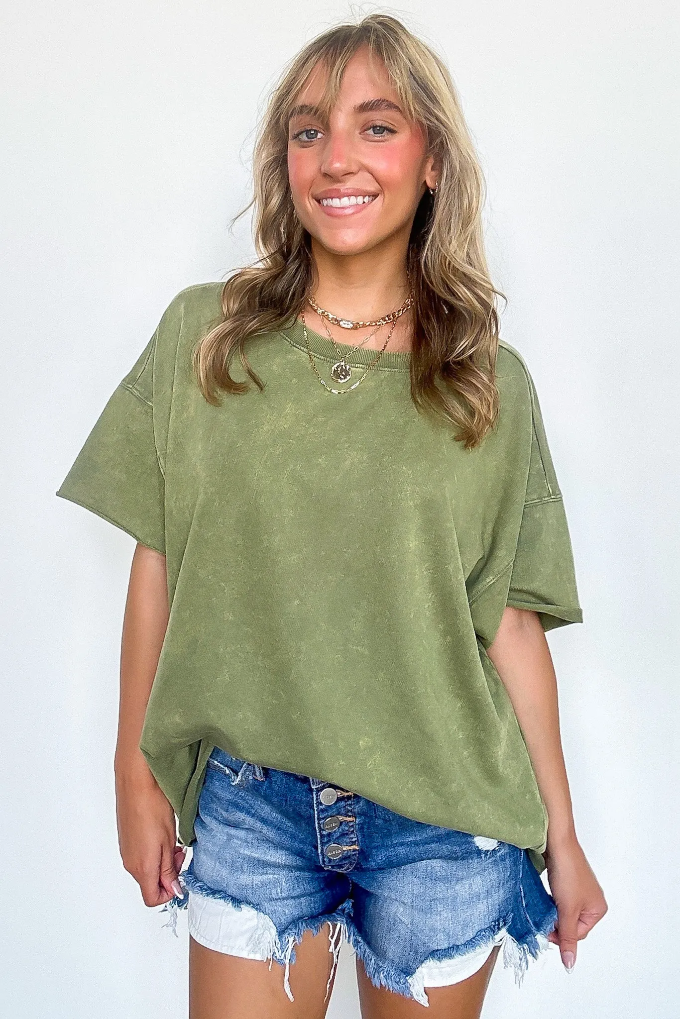 Serene Escapes Acid Wash Raw Edge Relaxed Fit Top - BACK IN STOCK