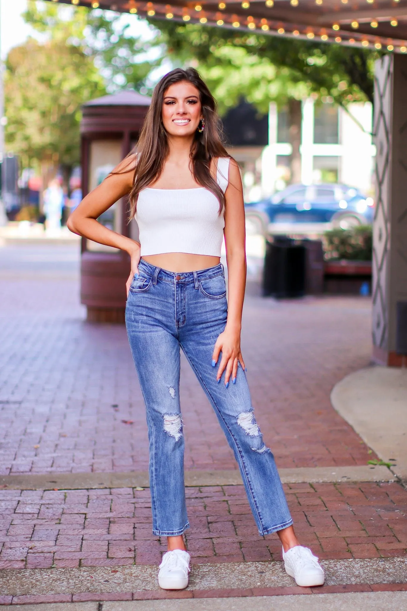 Shary Mid Rise Distressed Straight Jeans - FINAL SALE