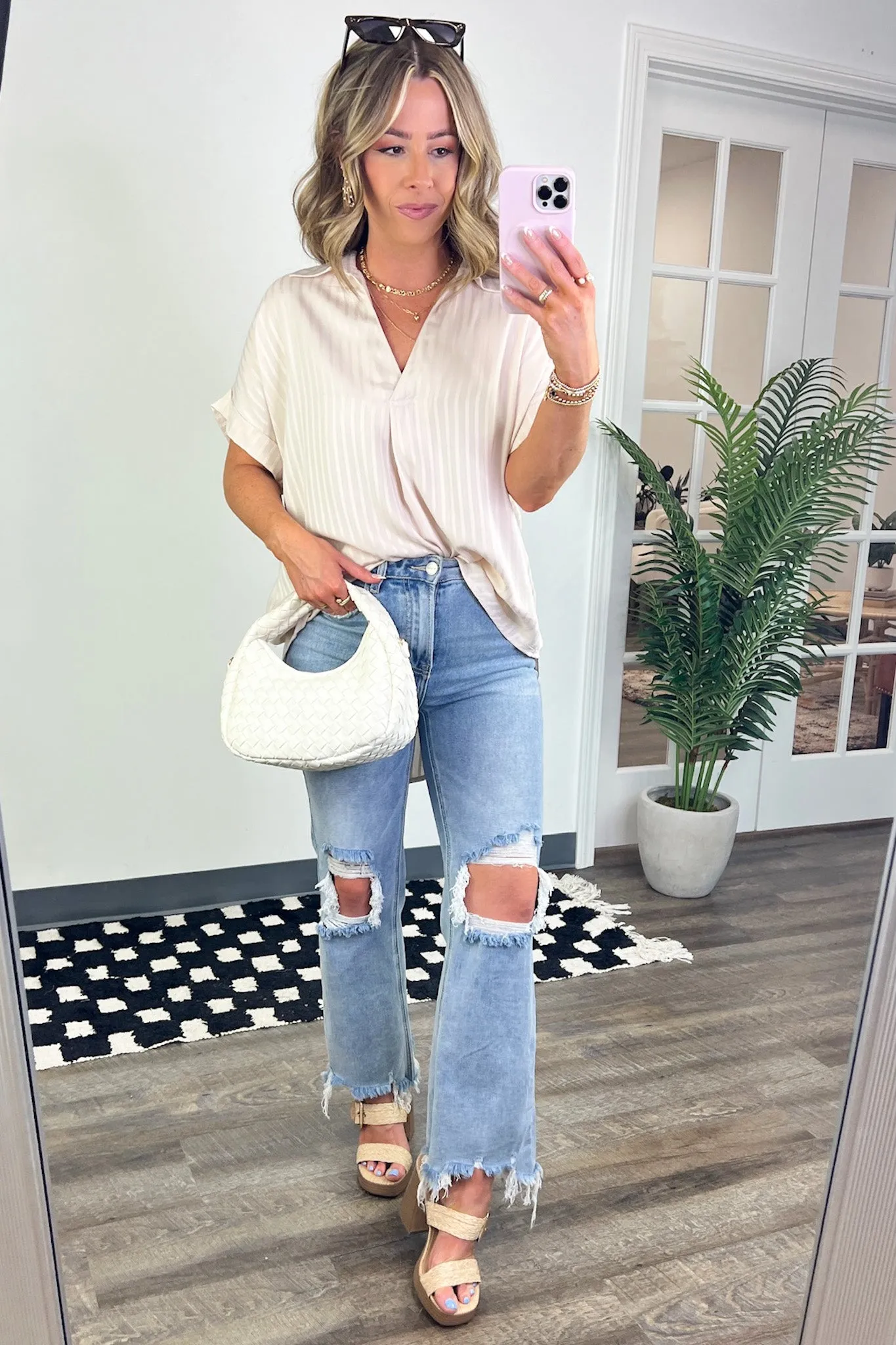 Shiloe Striped V-Neck Top - BACK IN STOCK