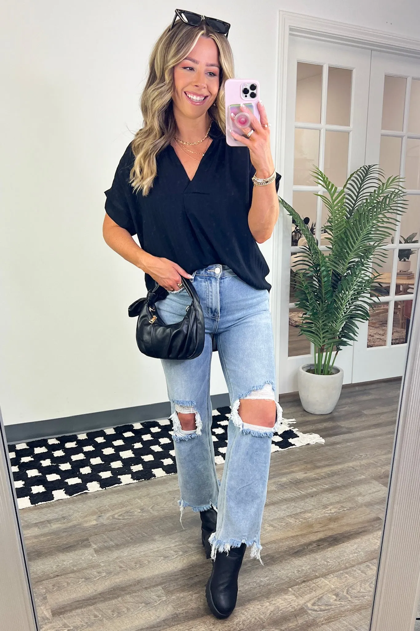 Shiloe Striped V-Neck Top - BACK IN STOCK