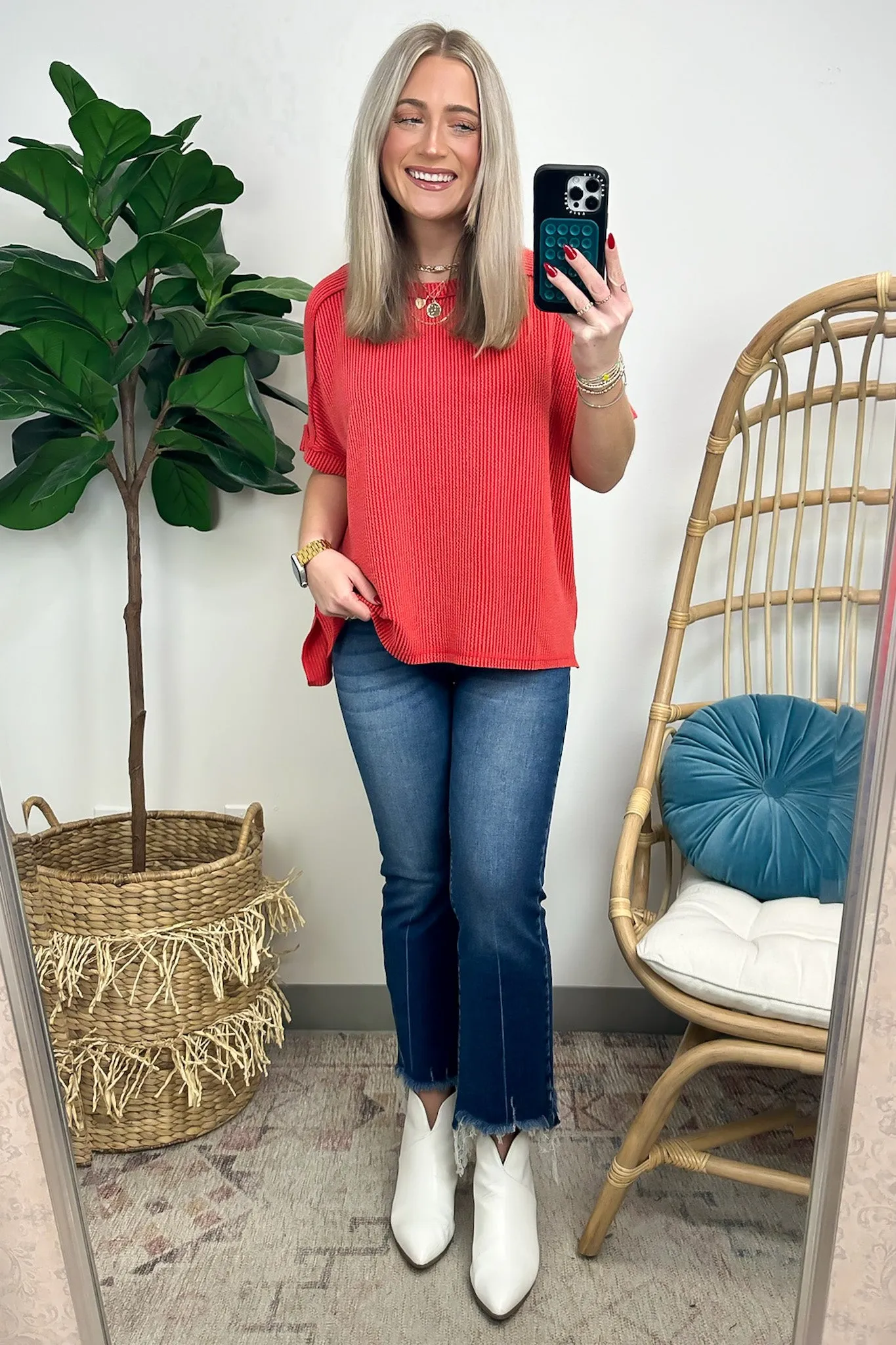 Simple Adoration Rib Knit Cuff Sleeve Raw Edge Top - BACK IN STOCK