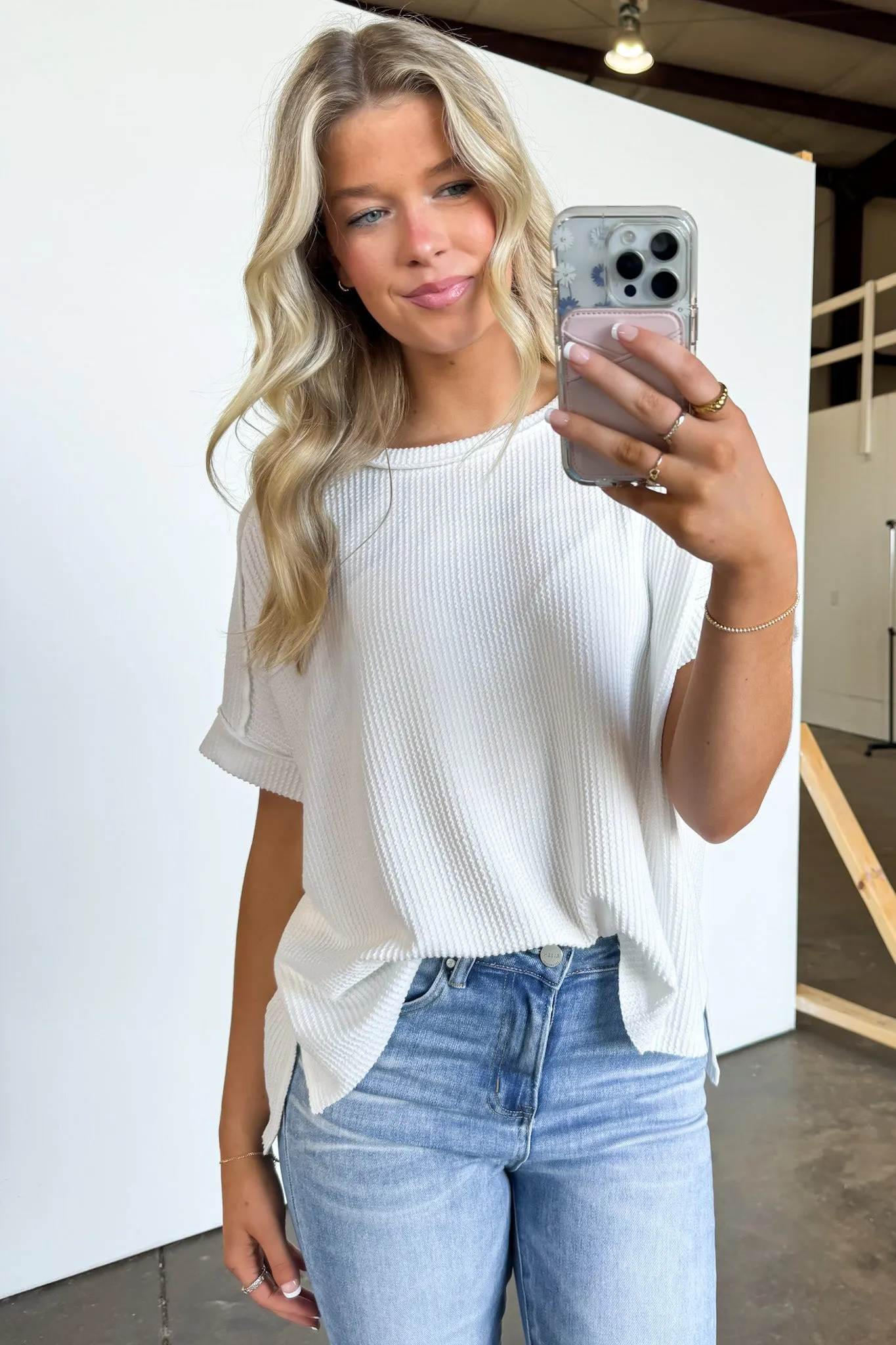 Simple Adoration Rib Knit Cuff Sleeve Raw Edge Top - BACK IN STOCK