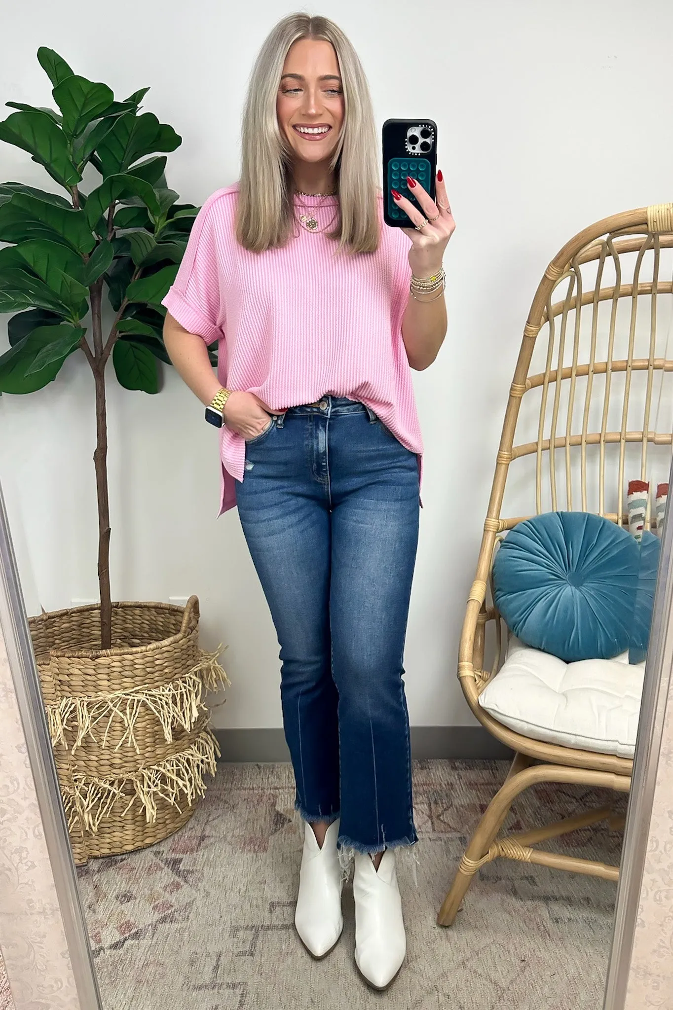 Simple Adoration Rib Knit Cuff Sleeve Raw Edge Top - BACK IN STOCK