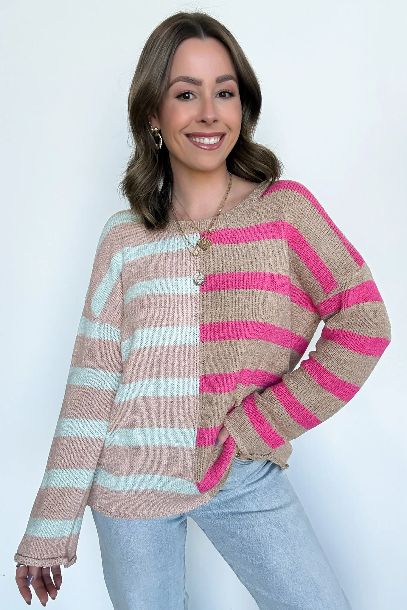 Simple Endeavor Color Block Striped Knit Sweater - FINAL SALE