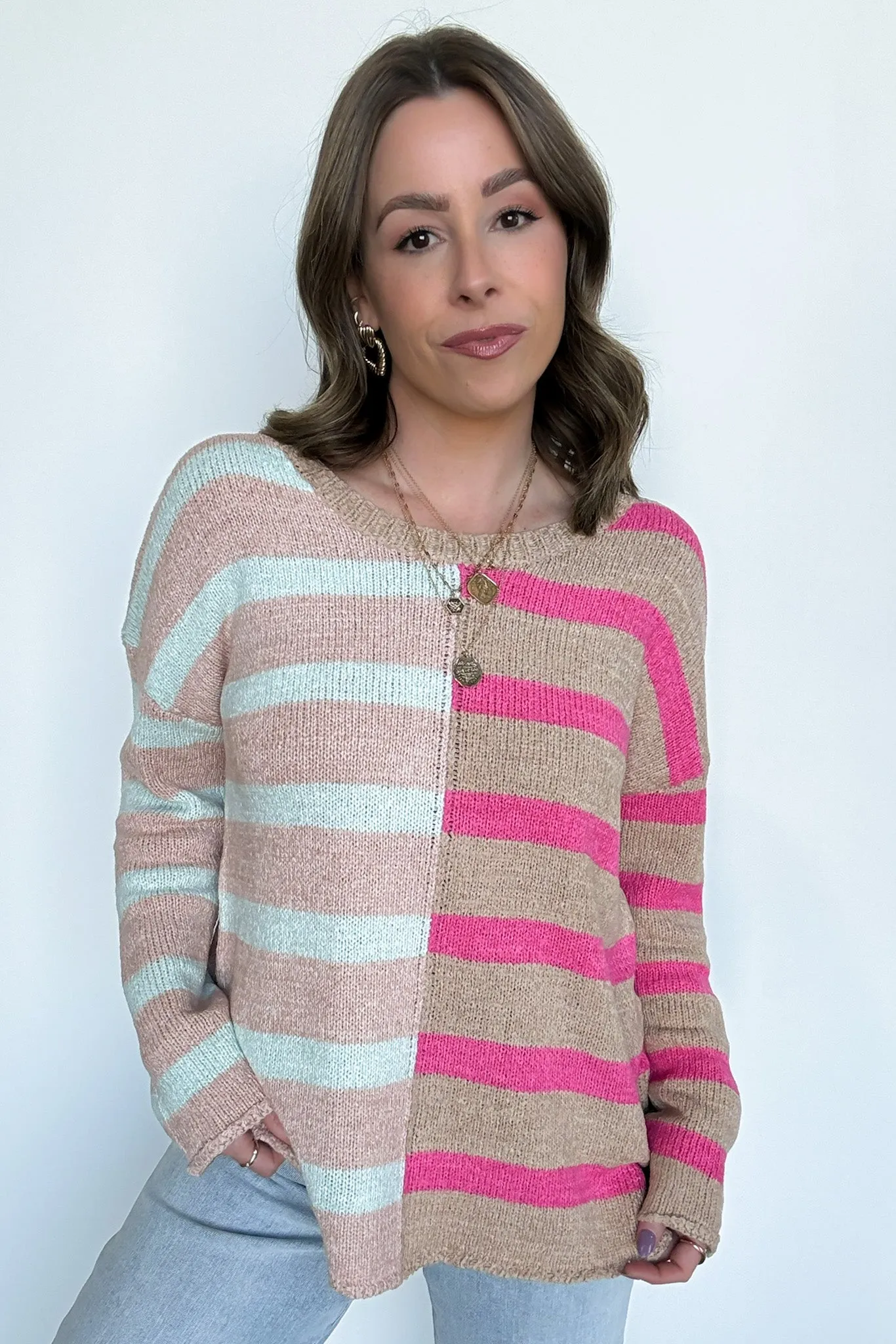 Simple Endeavor Color Block Striped Knit Sweater - FINAL SALE