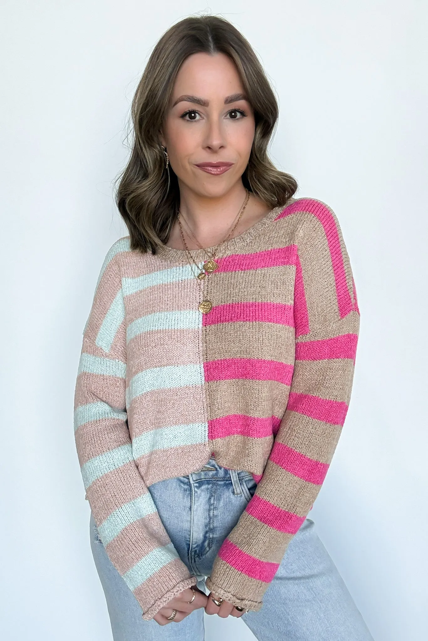 Simple Endeavor Color Block Striped Knit Sweater - FINAL SALE