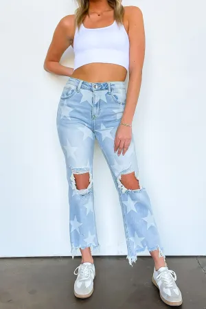 Sky Full of Stars Straight Crop Distressed Jeans