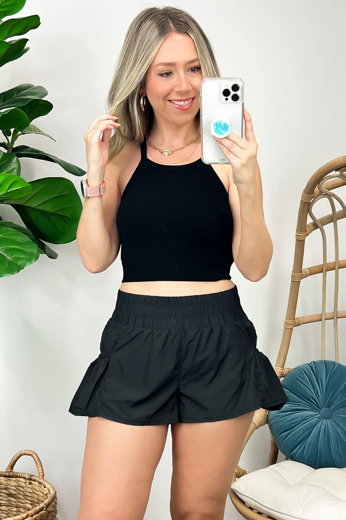 So Flirty Smocked Active Shorts - FINAL SALE