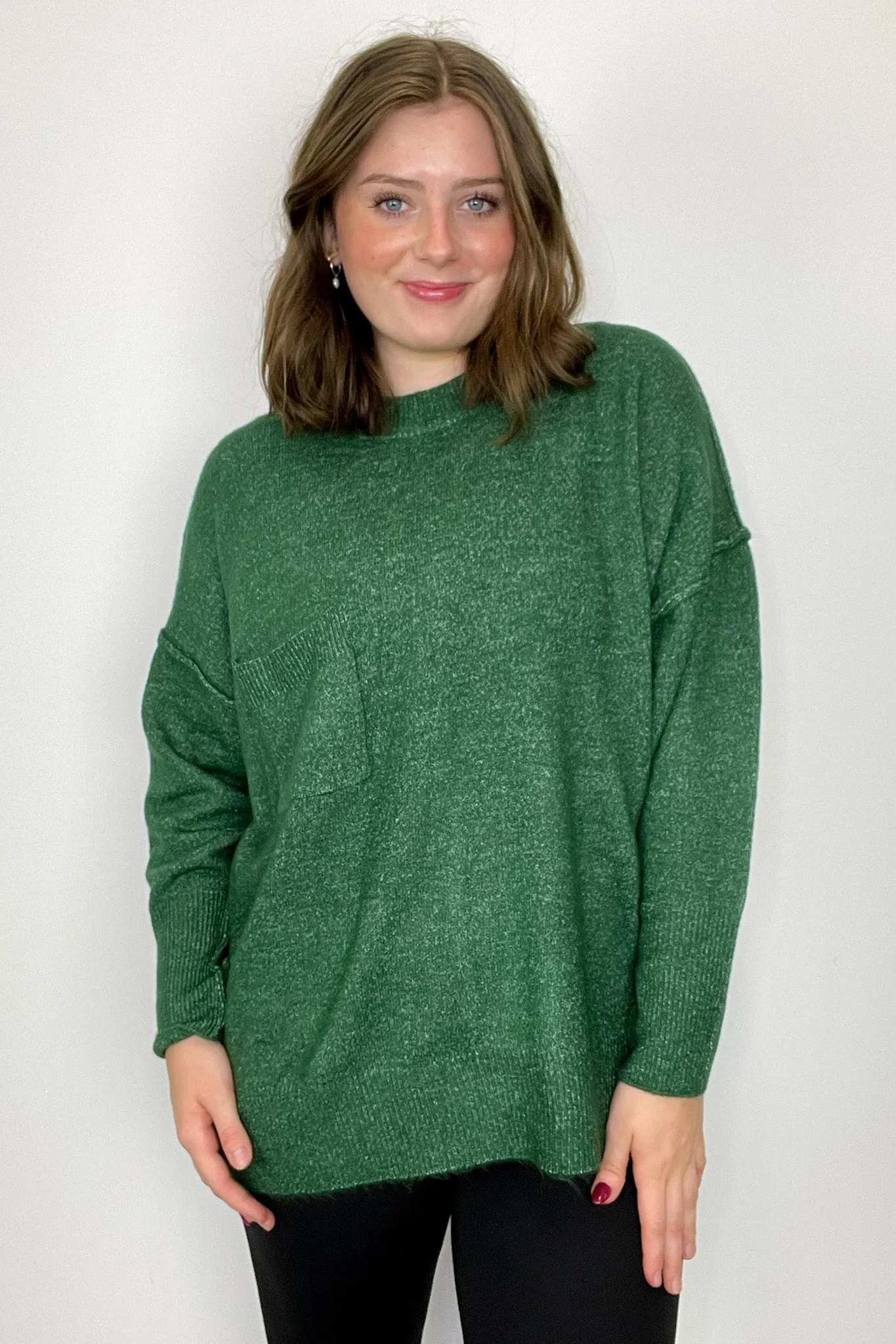 Soft Horizon High Low Hem Pocket Sweater - BACK IN STOCK