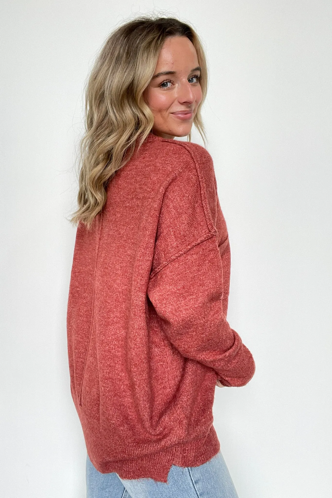 Soft Horizon High Low Hem Pocket Sweater - BACK IN STOCK