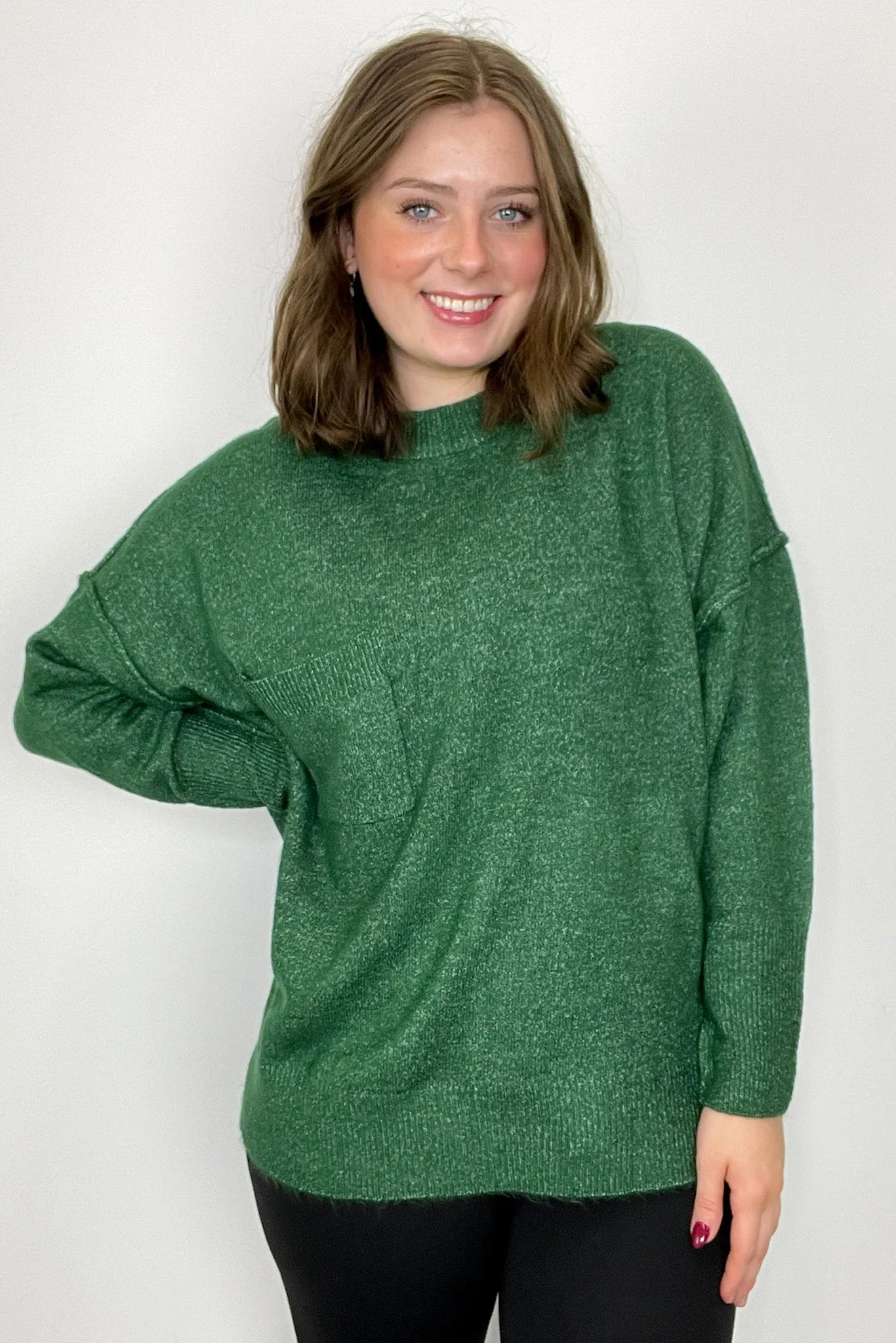 Soft Horizon High Low Hem Pocket Sweater - BACK IN STOCK