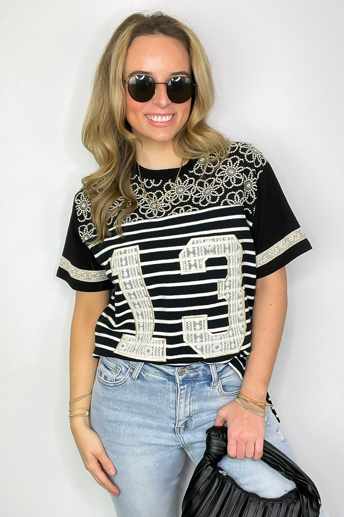 Sporty Spice Lace Patch Embroidered Top