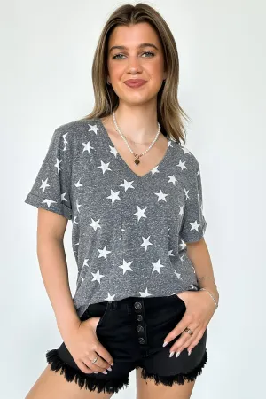 Star Spangled V-Neck Star Print Top - FINAL SALE