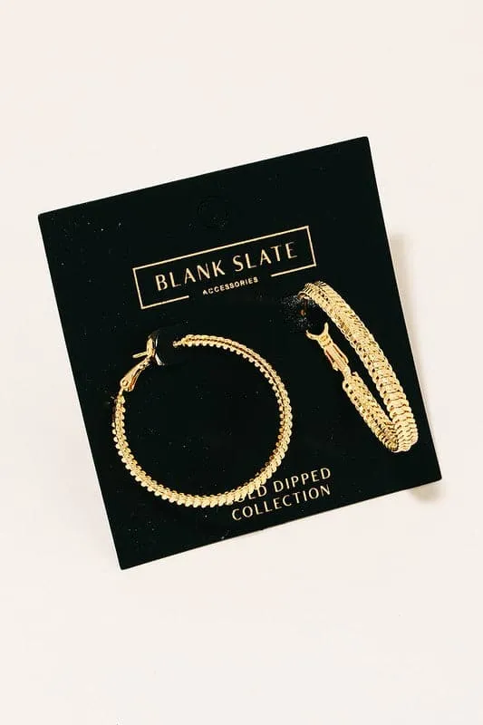 Stascia Gold Dipped Textured Hoop Earrings