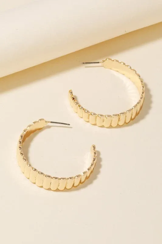 Stylish Intentions Ridged Flat Hoop Earrings