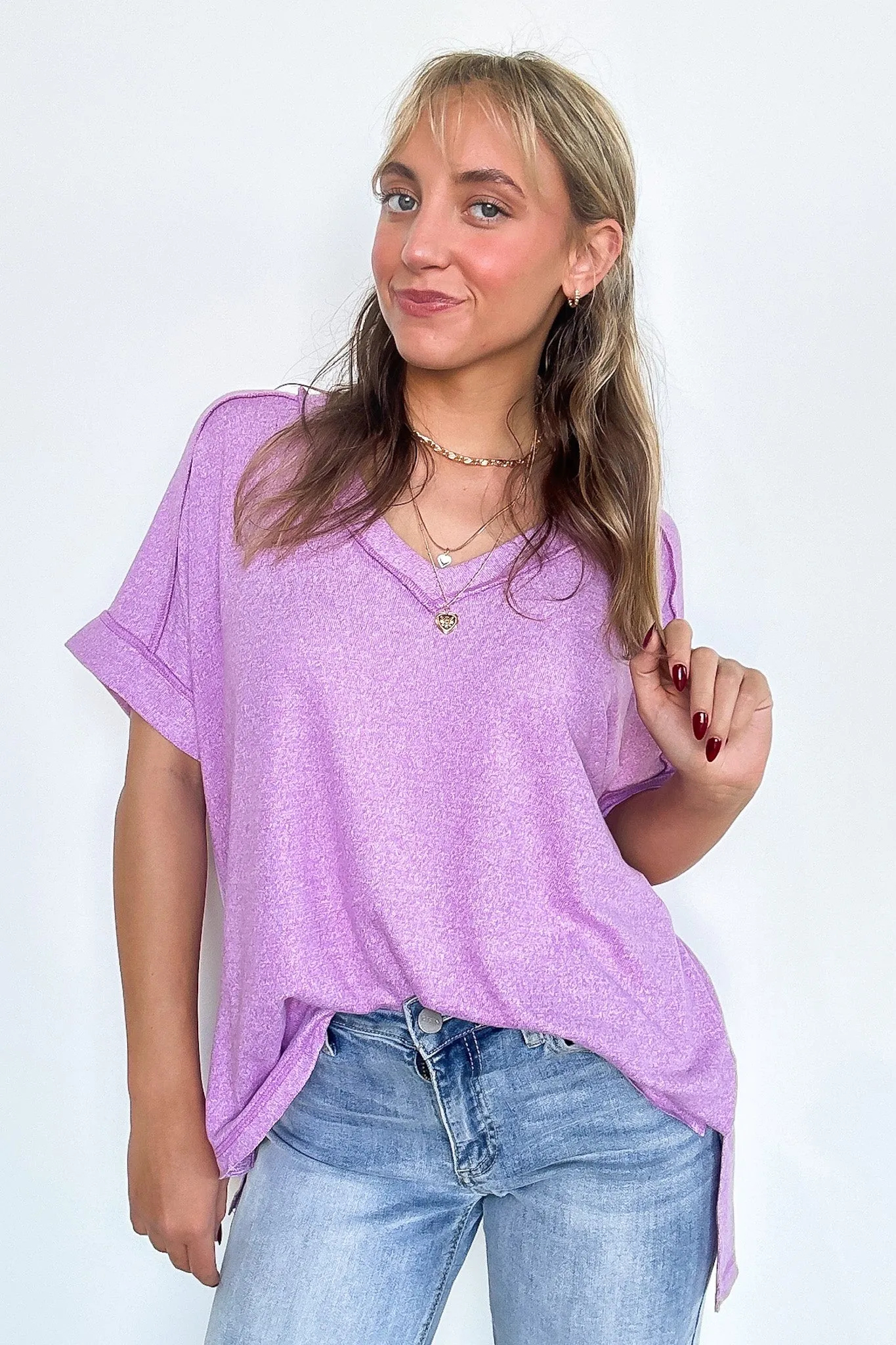 Sunday Morning V-Neck Hacci Knit Tee - BACK IN STOCK
