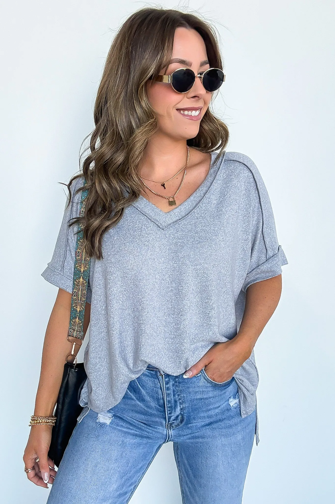 Sunday Morning V-Neck Hacci Knit Tee - BACK IN STOCK