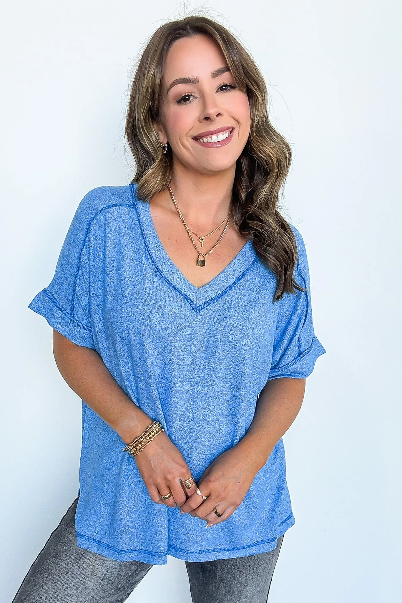 Sunday Morning V-Neck Hacci Knit Tee - BACK IN STOCK