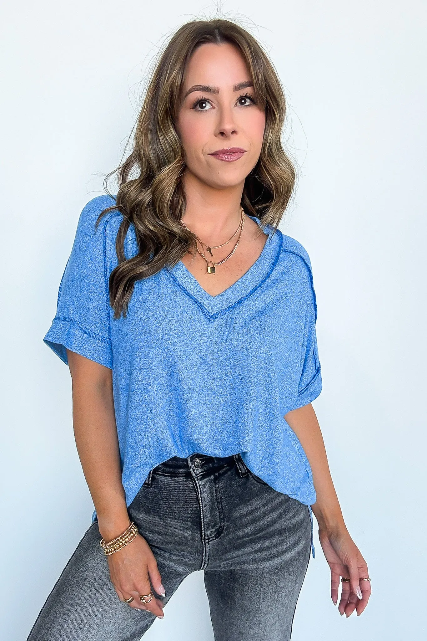Sunday Morning V-Neck Hacci Knit Tee - BACK IN STOCK