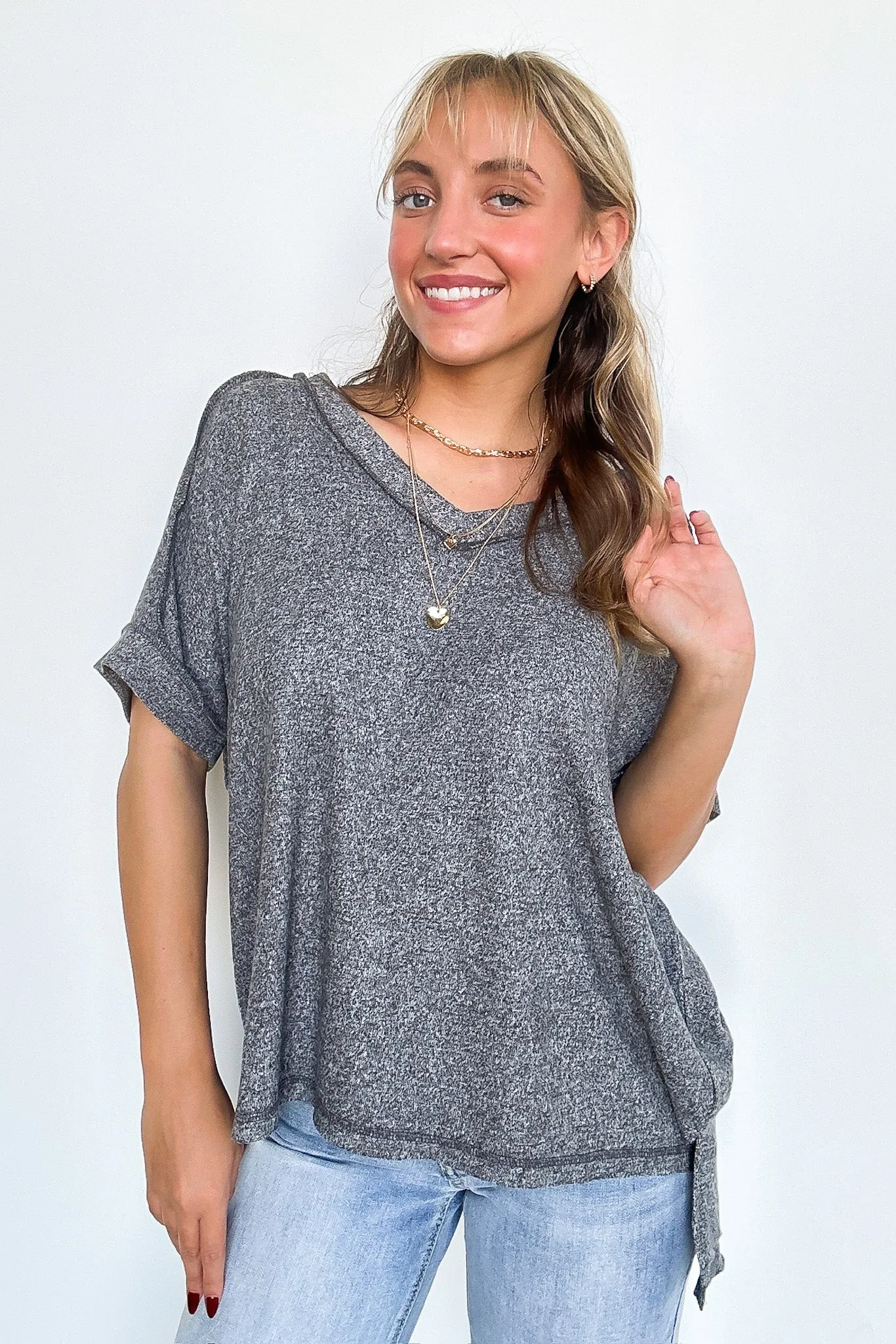 Sunday Morning V-Neck Hacci Knit Tee - BACK IN STOCK