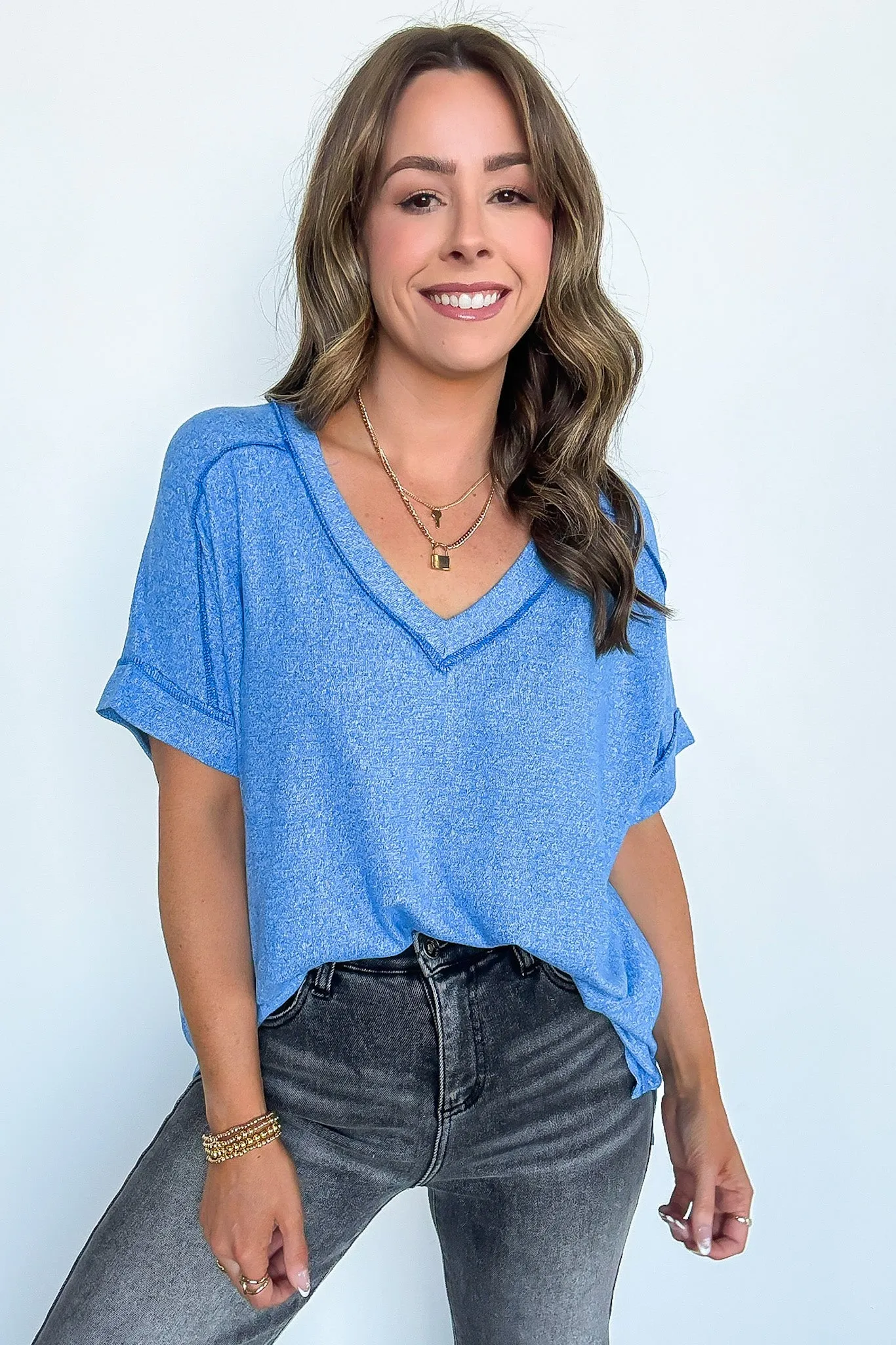 Sunday Morning V-Neck Hacci Knit Tee - BACK IN STOCK