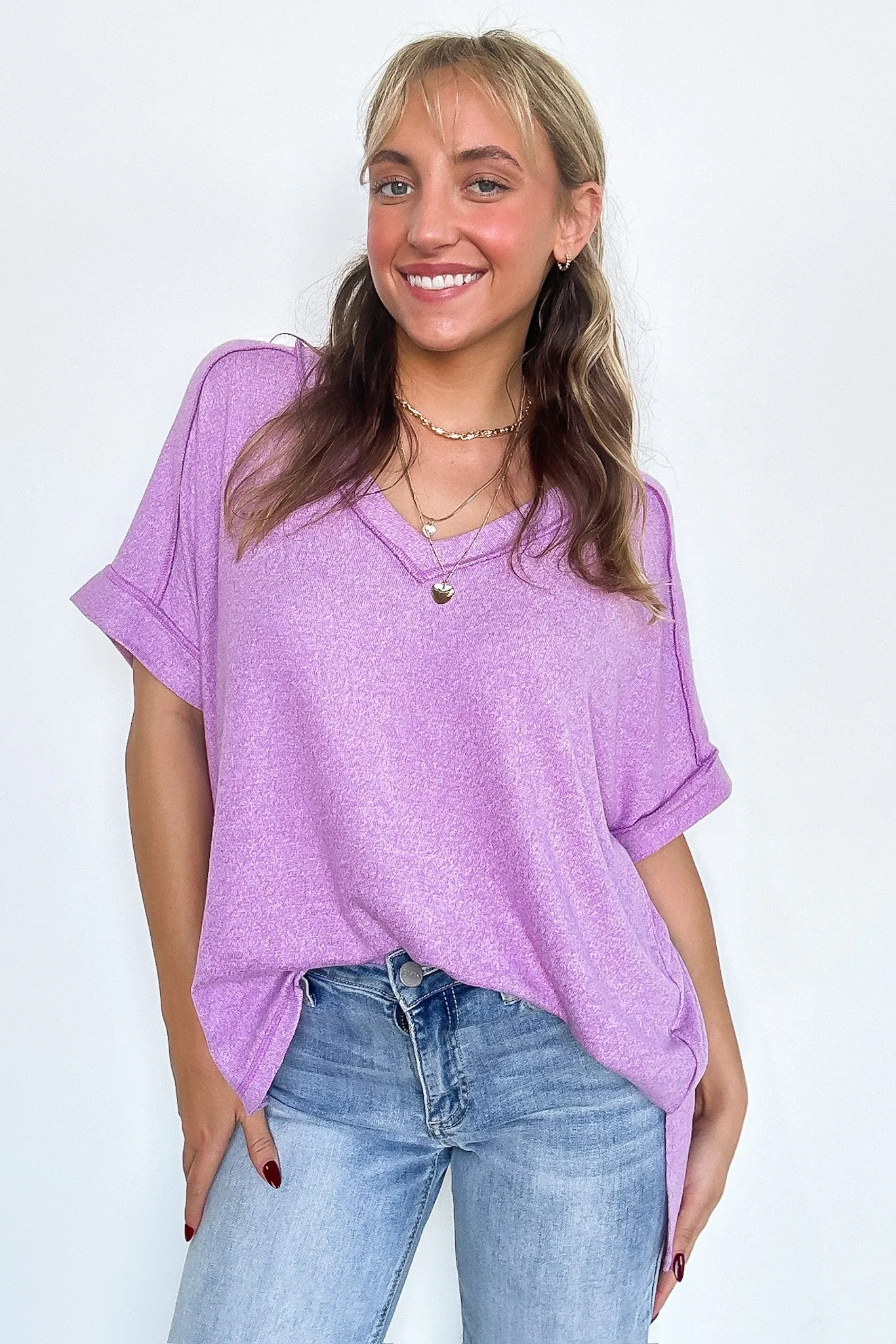 Sunday Morning V-Neck Hacci Knit Tee - BACK IN STOCK