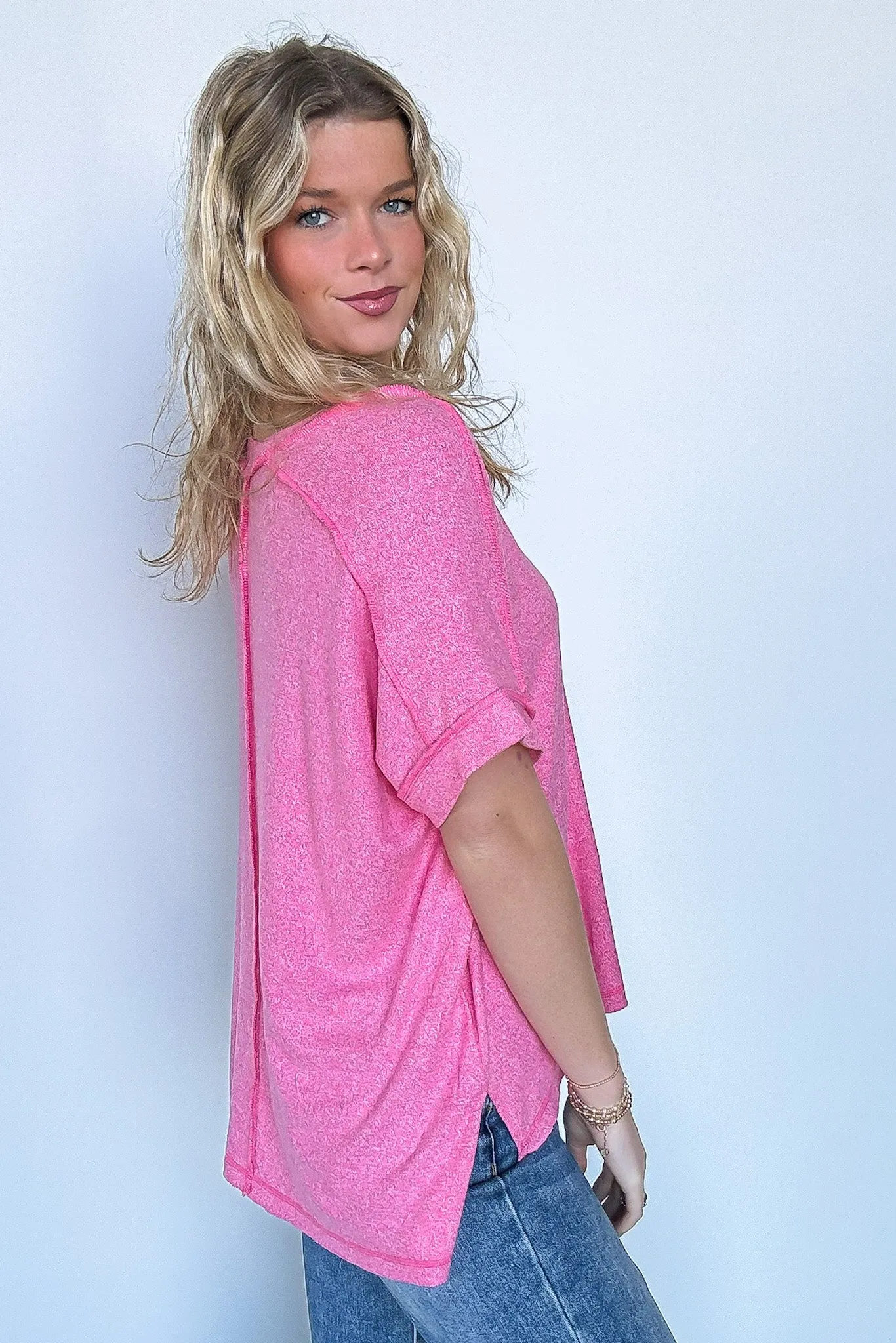 Sunday Morning V-Neck Hacci Knit Tee - BACK IN STOCK
