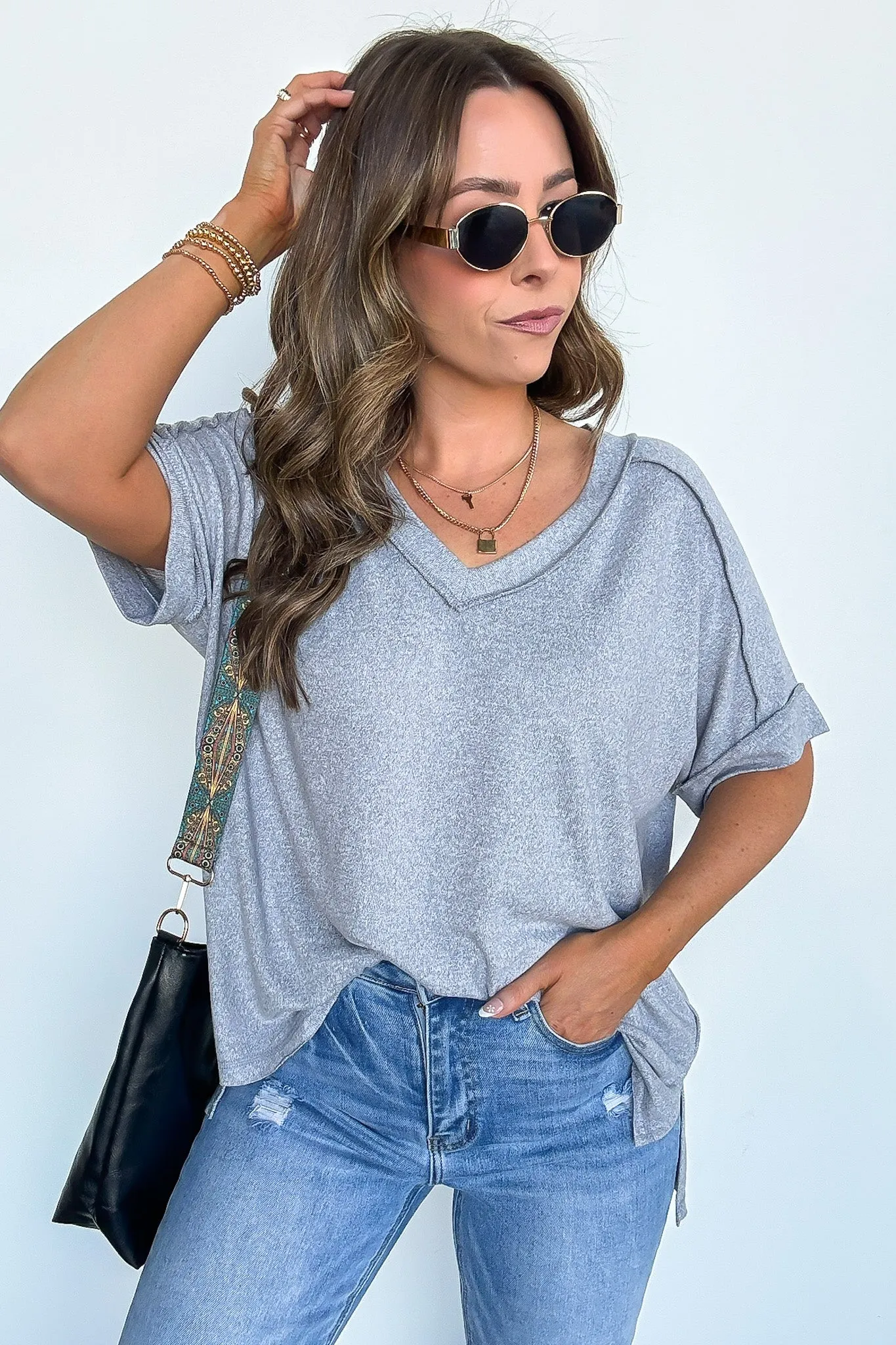Sunday Morning V-Neck Hacci Knit Tee - BACK IN STOCK