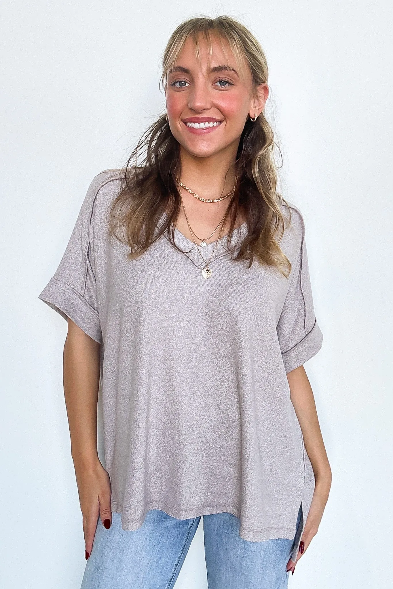 Sunday Morning V-Neck Hacci Knit Tee - BACK IN STOCK