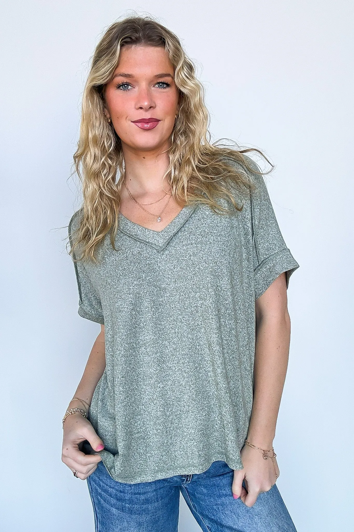Sunday Morning V-Neck Hacci Knit Tee - BACK IN STOCK