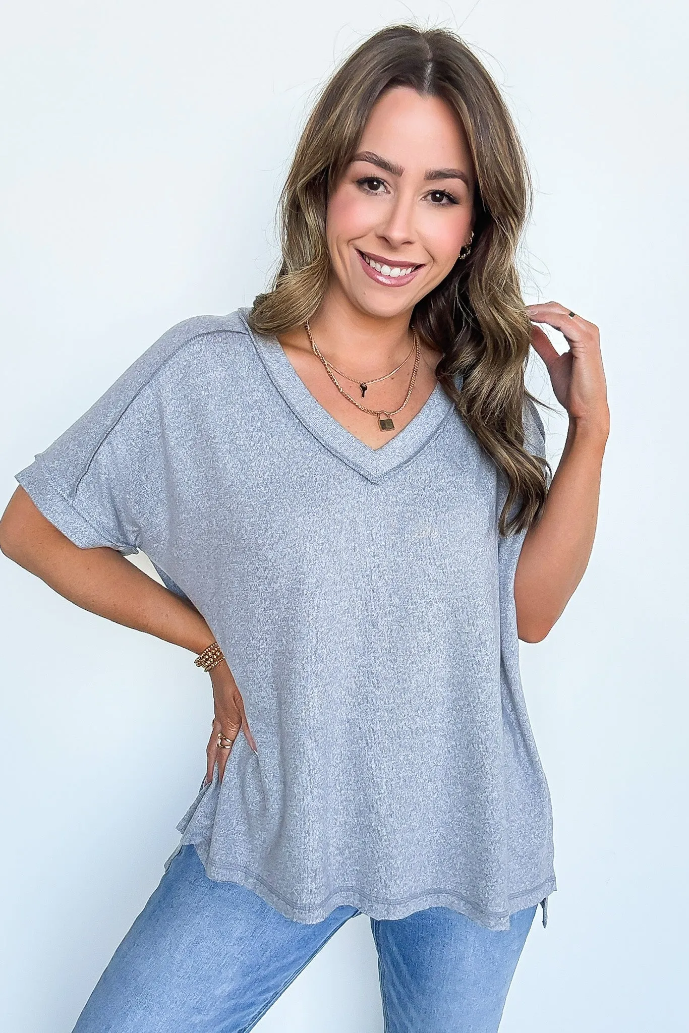 Sunday Morning V-Neck Hacci Knit Tee - BACK IN STOCK