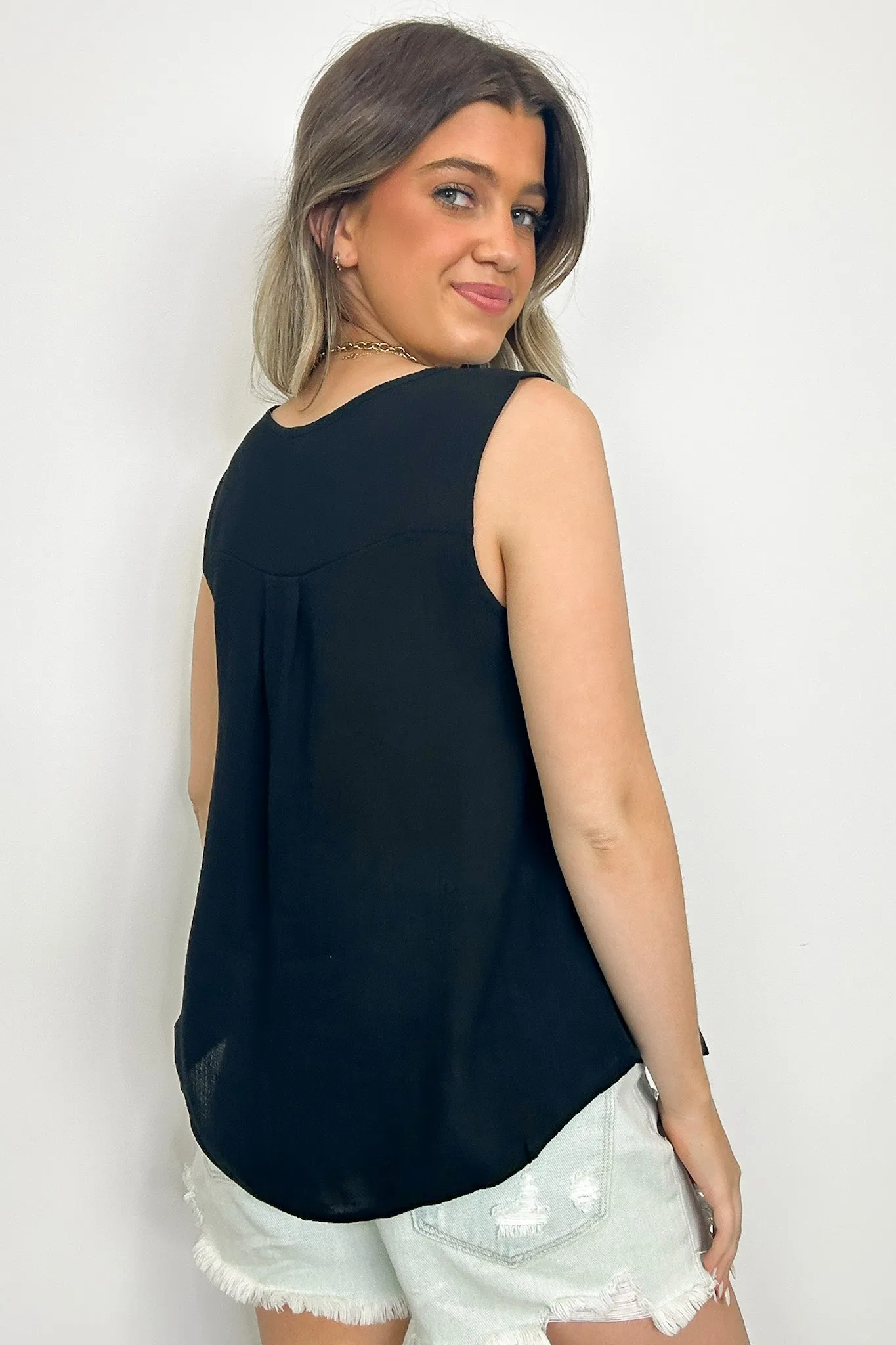 Sunny Poise Textured Button Detail Tank Top - FINAL SALE
